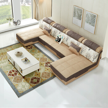 quanu全友71007双妃位u型布艺沙发3妃妃