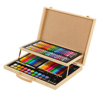 凯蒂卡乐（KIDDYCOLOR）儿童画画套装 106件木盒画笔套装彩笔套装 水彩笔蜡笔油画棒彩铅绘画套装