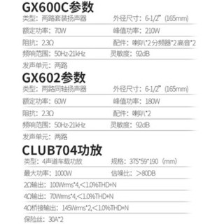 JBL 汽车音响改装 6.5英寸车载扬声器 GX四门发烧级+CLUB704