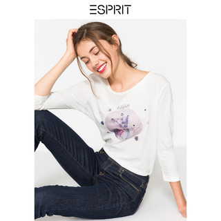 ESPRIT 087EE1K005 圆领印花款七分袖T恤