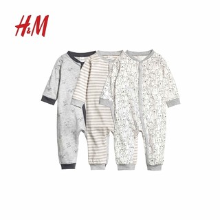 H＆M HM0342345  婴儿连体睡衣3件装