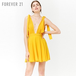  Forever21 00197356 系带深V领连衣裙