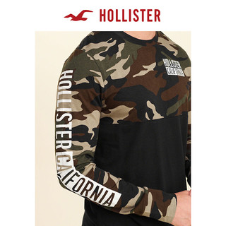 HOLLISTER 男士迷彩拼接T恤