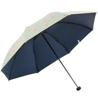 Paradise 天堂伞 UPF50+幻彩蓝胶丝印条纹花三折伞 黄绿