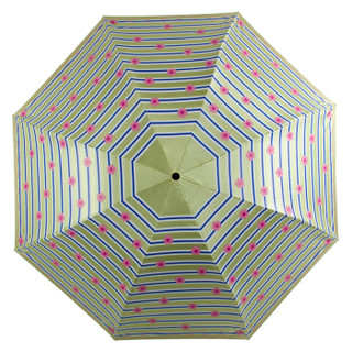 Paradise 天堂伞 UPF50+幻彩蓝胶丝印条纹花三折伞 黄绿