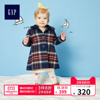 Gap 盖璞 923531 女童人造毛皮衣领格纹大衣