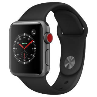 Apple 苹果 Watch Series3 智能手表GPS+蜂窝网络款 38毫米深空灰色铝金属表壳黑色运动型表带MQQF2CH/A