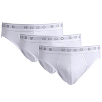 HUGO BOSS 男士纯棉内裤 白色全棉灰色logo3条装 50236731 S码