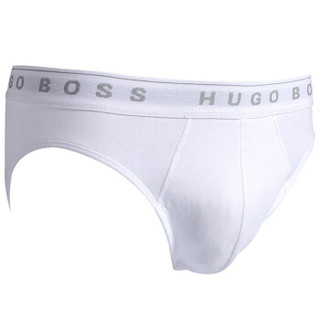 HUGO BOSS  男士纯棉内裤 白色全棉灰色logo3条装 50236731 S码