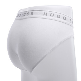 HUGO BOSS  男士纯棉内裤 白色全棉灰色logo3条装 50236731 S码