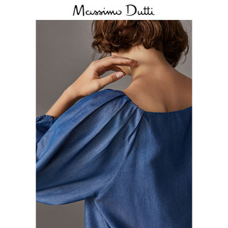 Massimo Dutti 05150893400 缩褶设计牛仔衬衫 