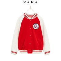 ZARA 09007709600 女童补丁饰基本款绒布飞行员夹克