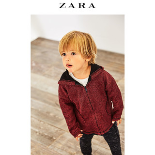  ZARA 童款 深红色连帽外套