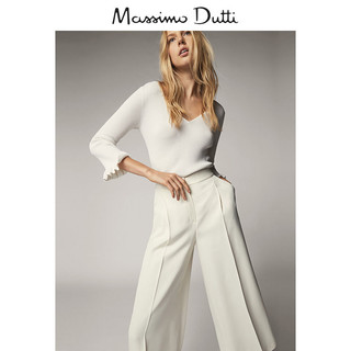 Massimo Dutti 女款荷叶边罗纹针织衫 05610559251