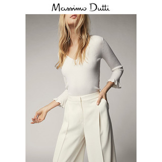 Massimo Dutti 女款荷叶边罗纹针织衫 05610559251