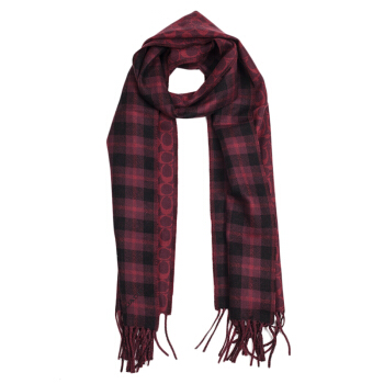 COACH 蔻驰 方形格子女士围巾 F56204ONEOXB 格子纹深红色