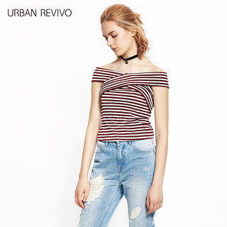 URBAN REVIVO YU10R4HN2000 女士一字领上衣