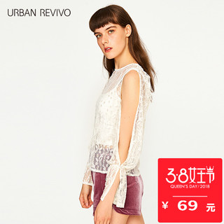 URBAN REVIVO WE14S4EN2005 透视钩花 女士上衣