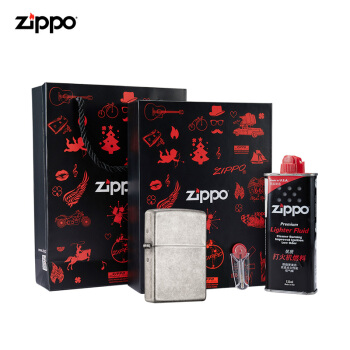 ZIPPO 之宝 芝宝 防风打火机 仿古银 121FB套装（火机+小油133ml+火石6粒装）