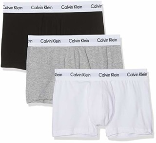 Calvin Klein Cotton Stretch Trunk 男士平角内裤 3条装-黑/灰/白