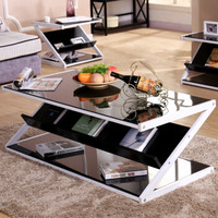 雅美乐 YZCJWB4 钢木玻璃茶几 