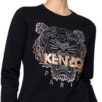KENZO Tiger金色虎头图案套头衫/卫衣 F662SW7054XA.99 black黑