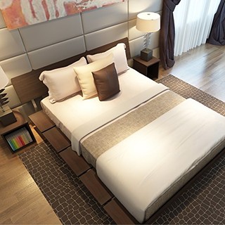 择木宜居 卧室家具套装 床+床垫+床头柜*2 