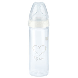 NUK 婴儿宽口径PP奶瓶 配硅胶中圆孔仿真乳头奶嘴彩色心250ml 成长型