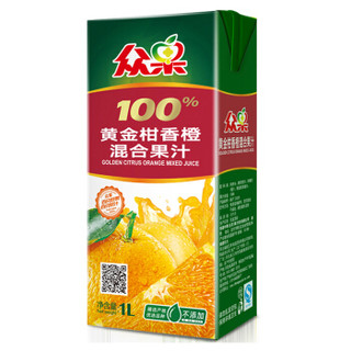 众果 100%纯果汁 黄金柑香橙混合果汁 1L×6盒