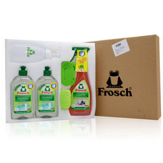 Frosch 菲洛施 厨房清洁套装(果蔬维他命洁精500ml*2+西柚油污剂500ml）送海绵 配比瓶 抹布