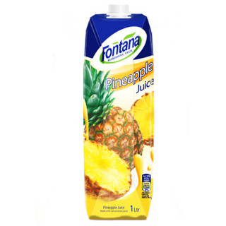地中海塞浦路斯进口 芳塔娜（Fontana）菠萝汁100%纯果汁 1L*4瓶 果汁饮料 整箱礼盒
