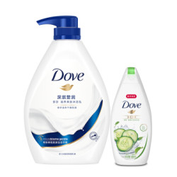 Dove 多芬 沐浴乳套装（深层营润1kg+清透水润300g）赠化妆包