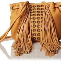 Ash 艾熙 Kimi Drawstring Grommet Bucket 真皮单肩包 棕黄色