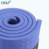 IKU瑜伽垫加厚防滑15mm纯TPE平板支撑仰卧起坐垫 蓝色
