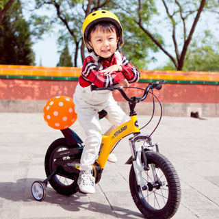 RoyalBaby 优贝 儿童自行车男女童车 避震型脚踏车山地车4岁-9岁 小飞熊14寸 黄色