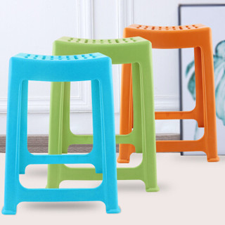 茶花 塑料凳子家用椅子条纹板凳高方凳子46.6cm A0838P *4件