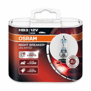 欧司朗(OSRAM)夜行者三代 HB3(9005) 汽车灯泡大灯灯泡近光灯远光灯卤素灯【增亮110%，色温3900K】12V60W