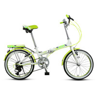 永久自行车 7速20寸彩配折叠车 铝合金车架 男女式单车 YE2015 绿色
