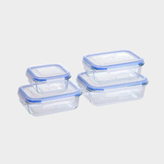 Hömmy 佳佰 饭盒耐热玻璃保鲜盒4件套(1大2中1小)