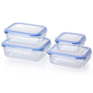 Hömmy 佳佰 饭盒耐热玻璃保鲜盒4件套(1大2中1小)