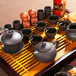 尚帝（shangdi）  功夫茶具套装紫砂茶具实木茶盘电热水壶套装花开富贵茶盘