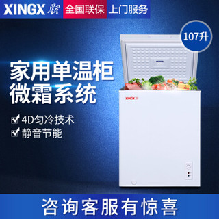 XINGX 星星 107升小冰柜家用冷柜小型商用冷藏柜冷冻柜节能微型卧式冰箱