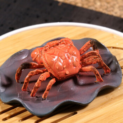 复雅集茶宠摆件变色螃蟹八方来财大款茶具配件