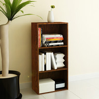慧乐家 书柜书架 鲁比克三层组合书柜 书橱柜子储物柜自由组合柜 深红樱桃木色 11052