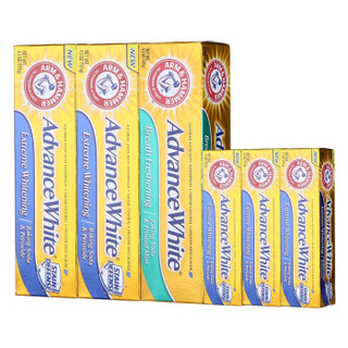 ARM&HAMMER 艾禾美 美白清新特惠装（亮白洁净 牙膏121g*2支+清新洁净121g+亮白洁净牙膏 25g*3支 ）