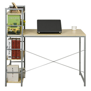 慧乐家 电脑桌 一体式电脑书桌 台式带书架写字桌 竹木纹色 22126
