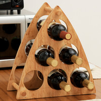 ORANGE 欧润哲 橡胶木三角形六瓶装置物酒架
