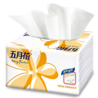 商品may flower 五月花 纯厚经典 2层抽式面巾纸180抽*18包