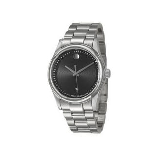 MOVADO 摩凡陀 思博特系列 0606481 男士石英手表 39mm 黑盘 银色不锈钢表带 圆形