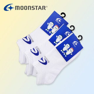 MoonStar月星 全棉袜中筒袜透气短袜 一双装 白色 S
